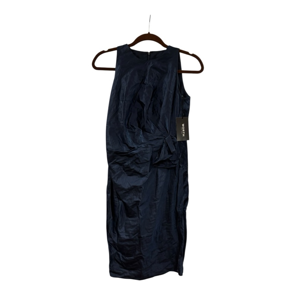 NWT Worth Women’s Midnight Blue Crinkly Midi Dress Size 2